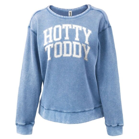 Pennant Tops - Ole Miss Hotty Toddy Women's Mini Waffle Crew Blue